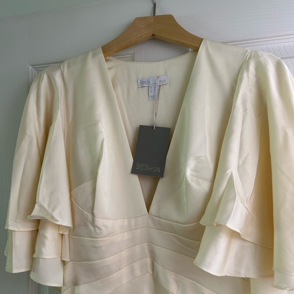 ASOS Wedding Dress - Off-White Satin, Retro Hollywood Glamour NWT Size 4 - Picture 2 of 14